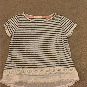 Grey striped top with lace